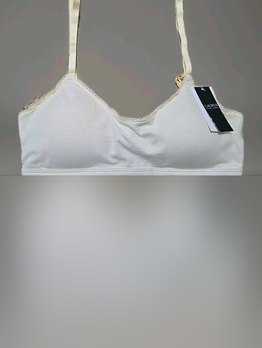 Nwt Lauren Ralph Lauren Lace Trim Bralette Size Medium In Yellow Stripe